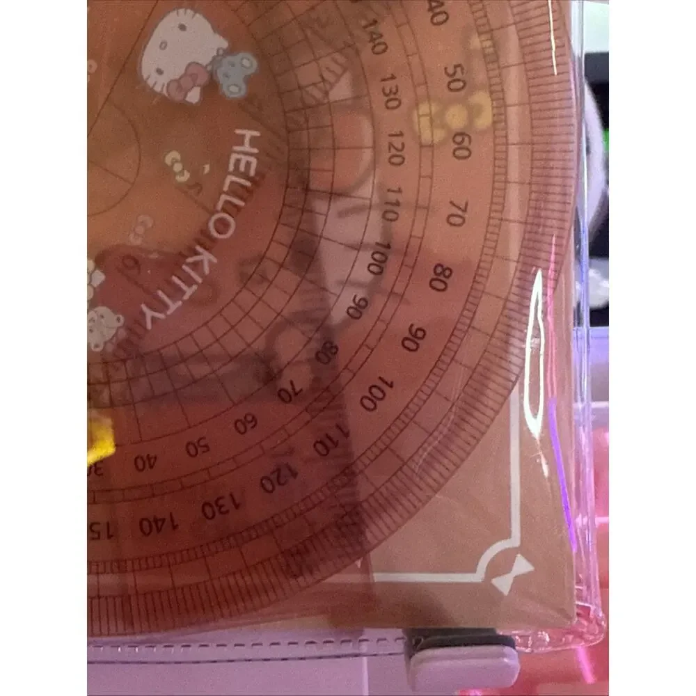 Sanrio Hello Kitty Geometry Set Ruler Triangle Protractor 2025 4 Pc Acrylic cm